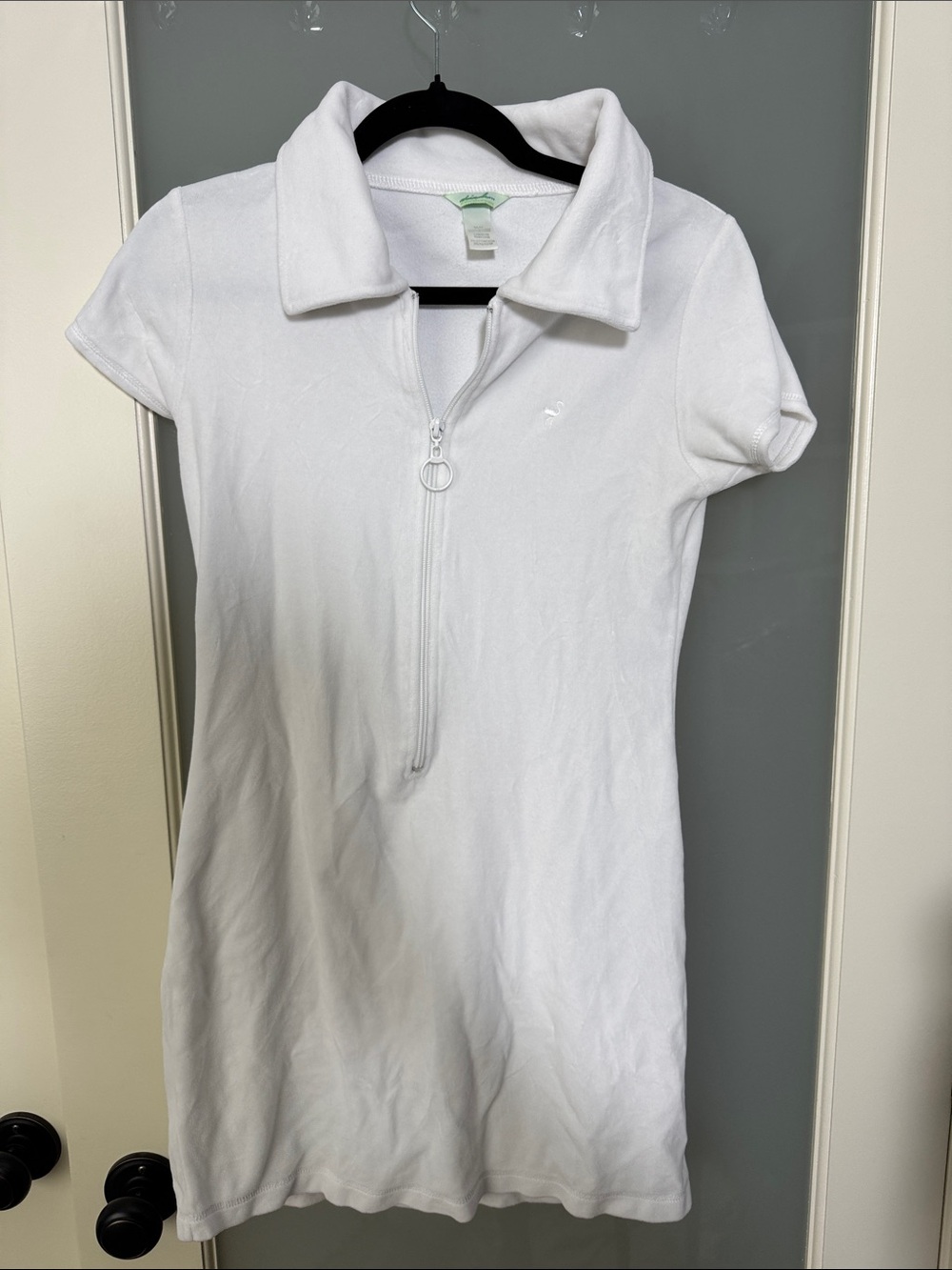 White Zip-Front Polo Mini Dress